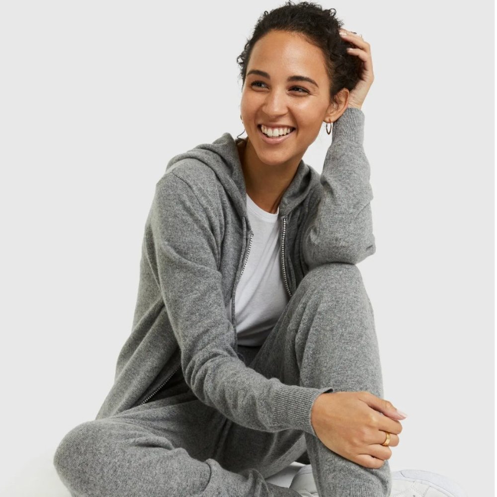 Quince Cashmere Gray Zip UP Hoodie sz XS